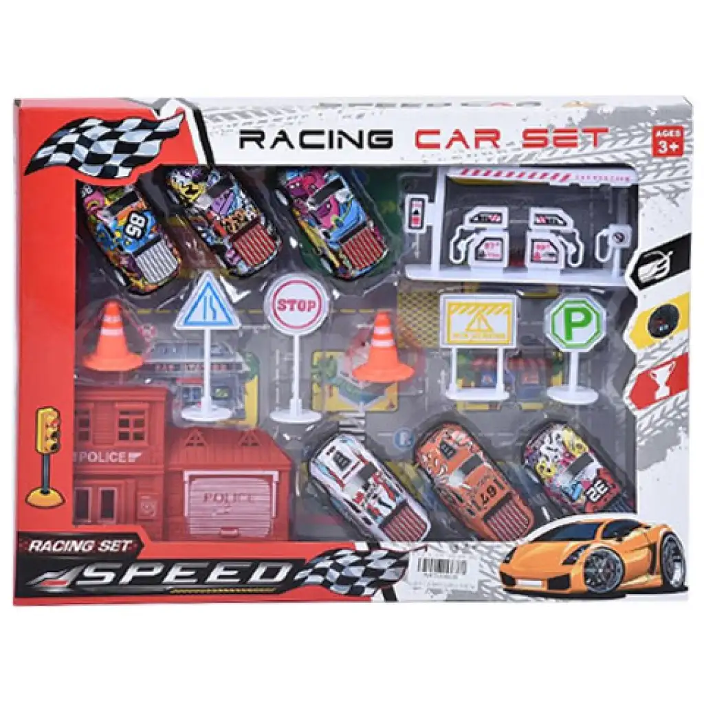 Fast Speed 6db-os graffiti hátrahúzós kisautó szett kiegészítőkkel