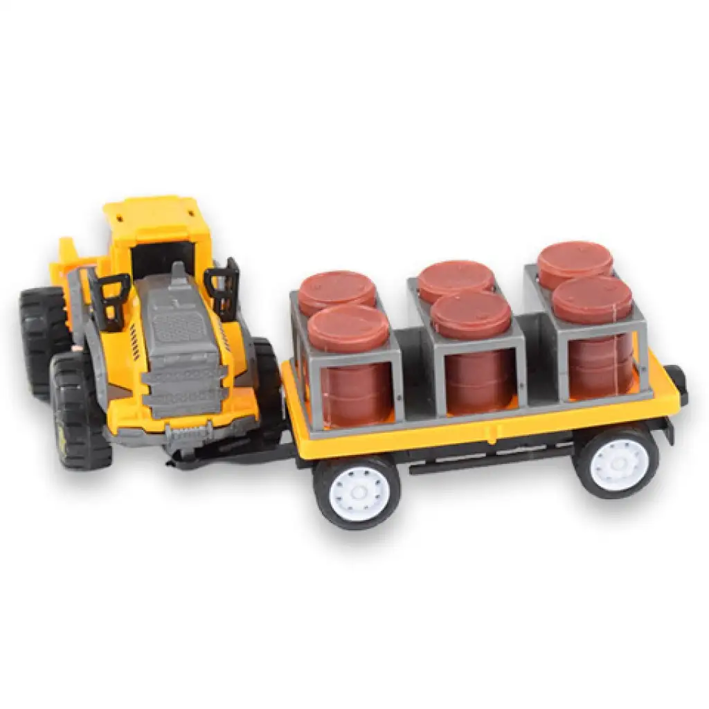 Engineering Truck: Traktor olajoshordókkal és utánfutóval 24cm kép 2