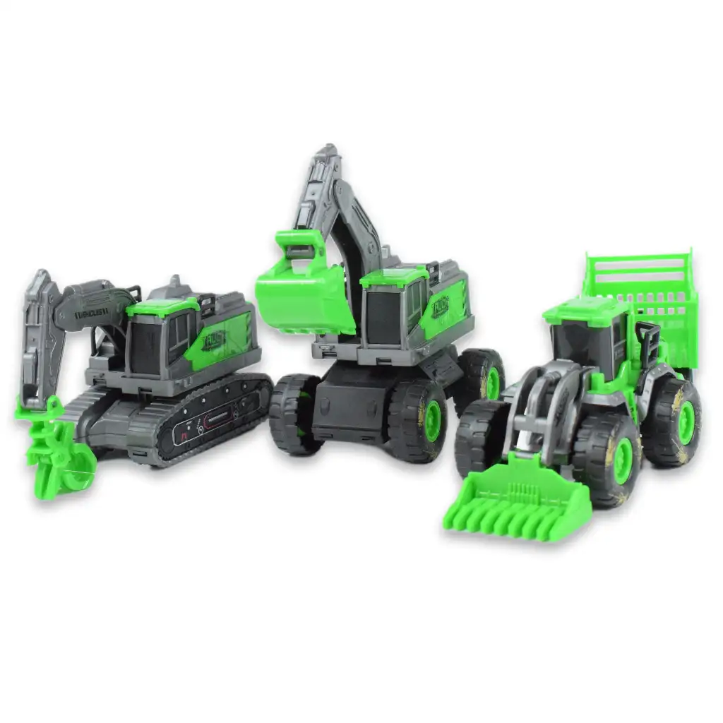 Simulation Vehicle: 3 db-os munkagép szett sáros kerékkel kép 5