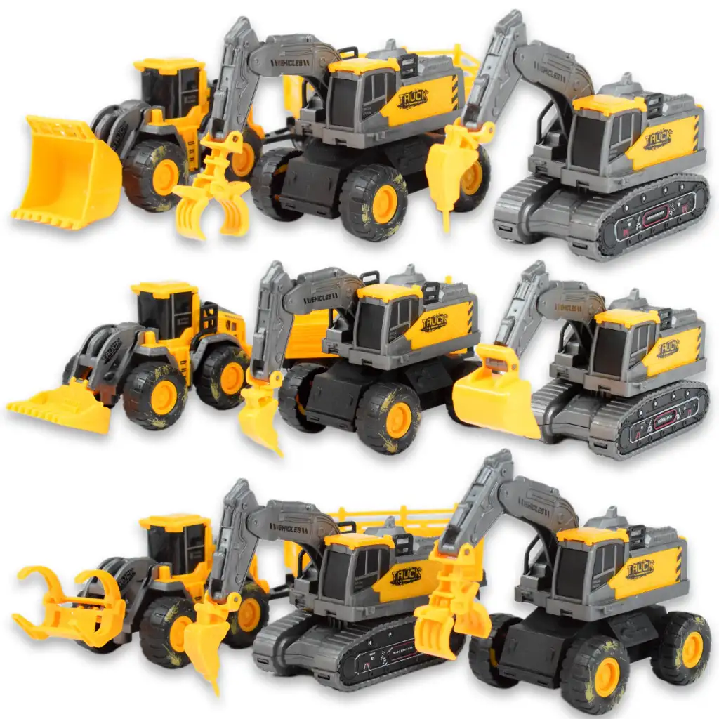 Simulation Vehicle: Munkagép szett sáros kerékkel többféle változatban, 3 db-os kiszerelésben