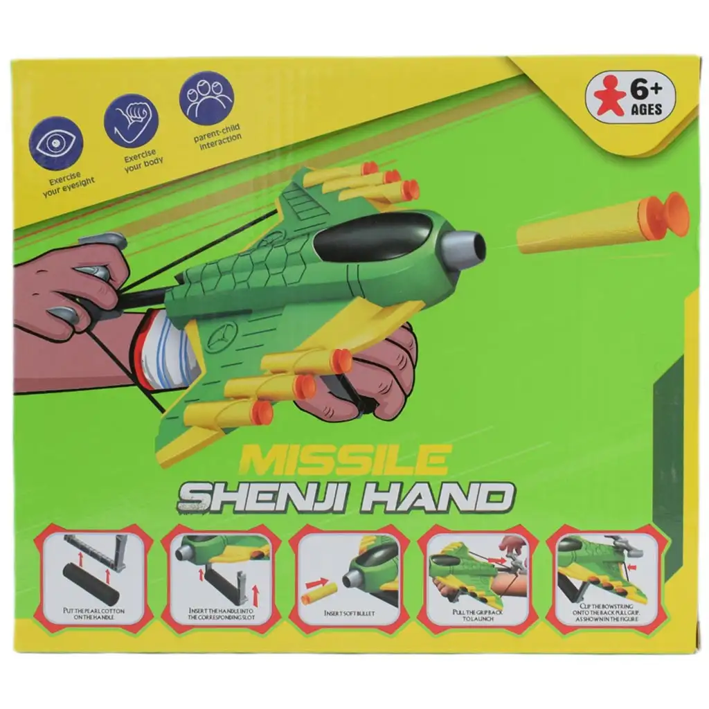 Missile Hand: Repülőgép formájú szivacslövő fegyver lövedékkel és célokkal 23cm kép 6