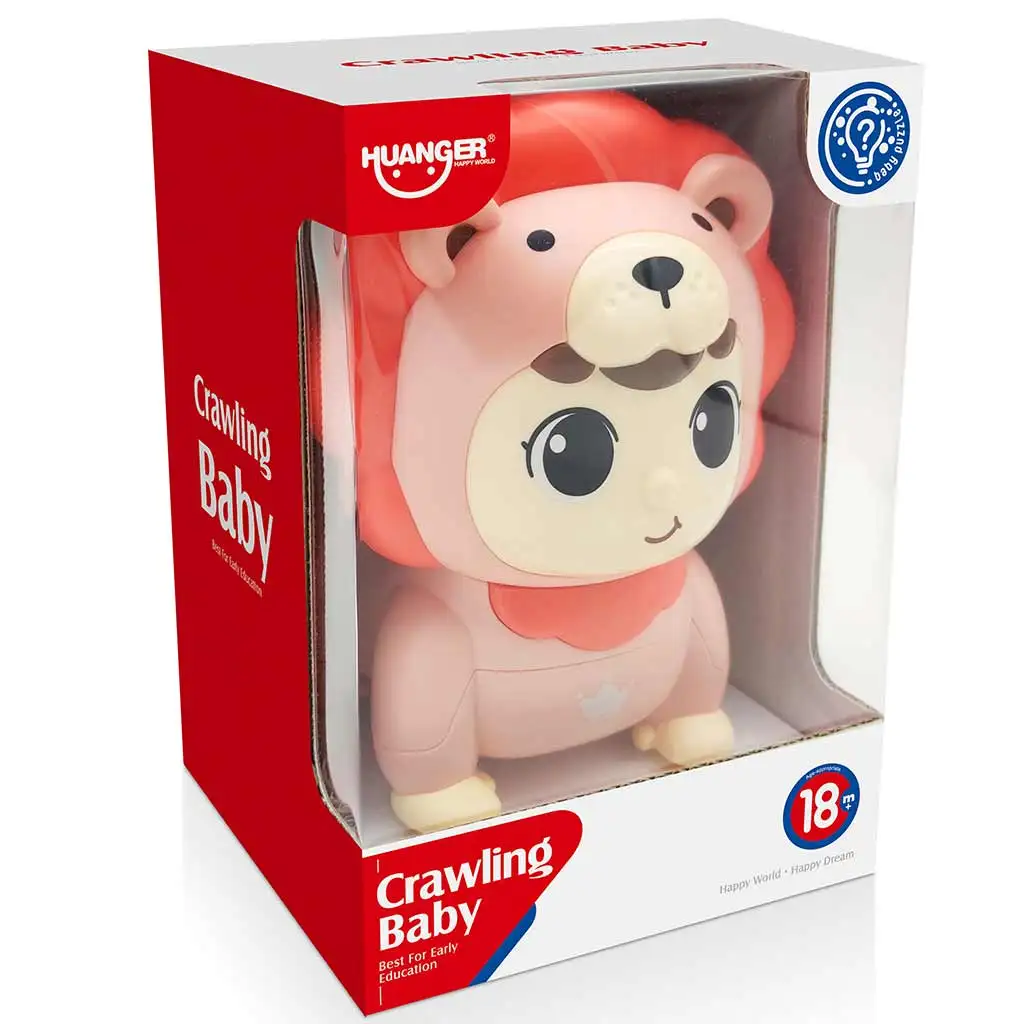 Happy World: Kúszó-Mászó Baba oroszlán jelmezben pink színben 13x17cm kép 3