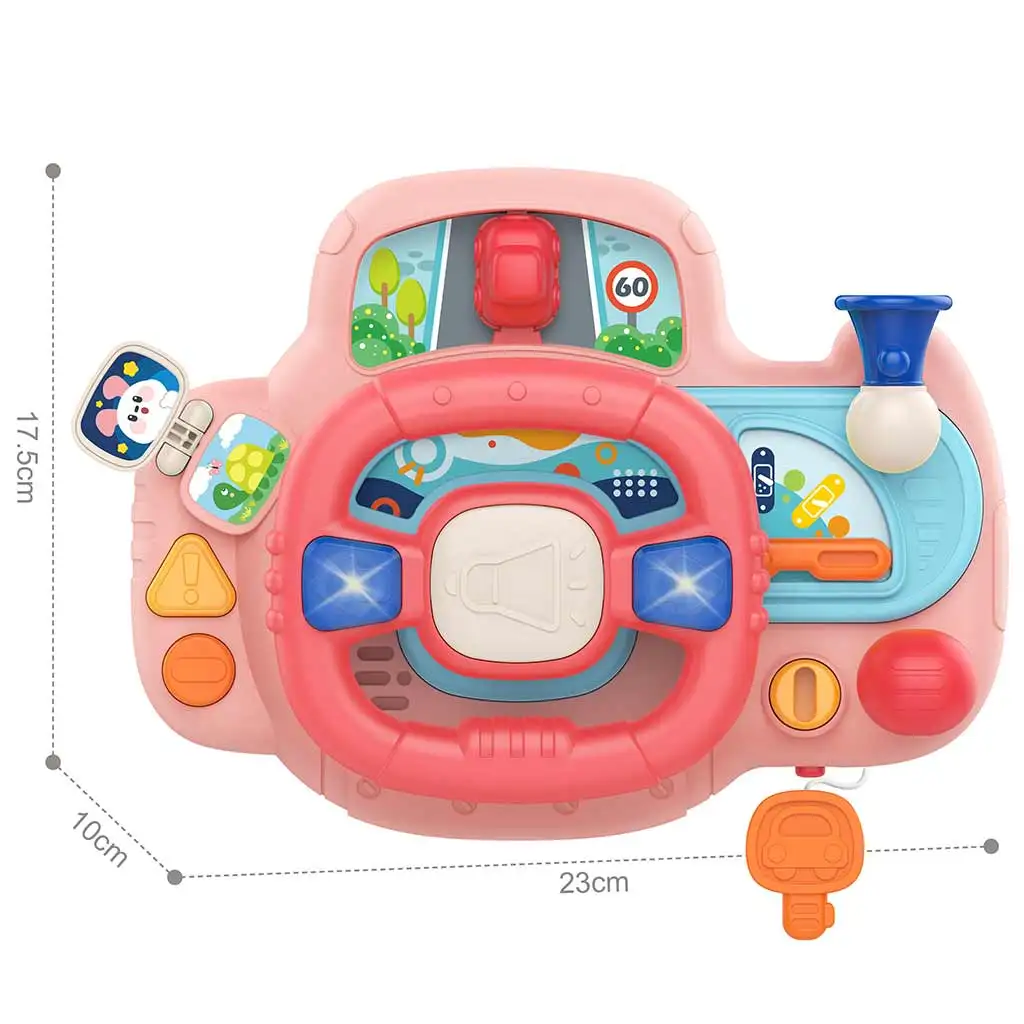 Happy World: Multifunkciós kormánykerék pink színben fény és hang effektekkel 23x17,5cm kép 2