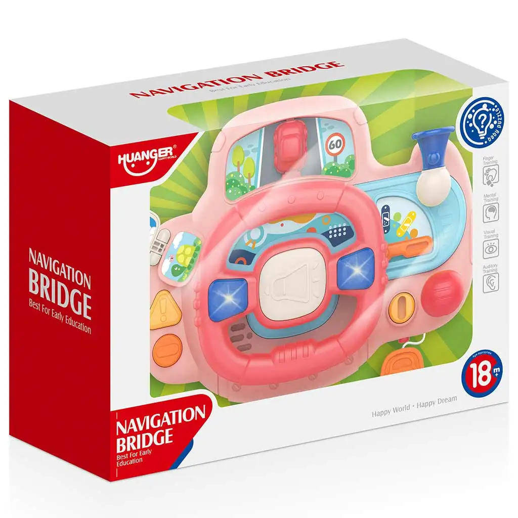 Happy World: Multifunkciós kormánykerék pink színben fény és hang effektekkel 23x17,5cm