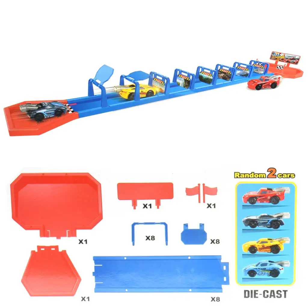 Racing Sports: Extreme Challenge gyorsulási versenypálya szett akadályokkal 2db kisautóval kép 2