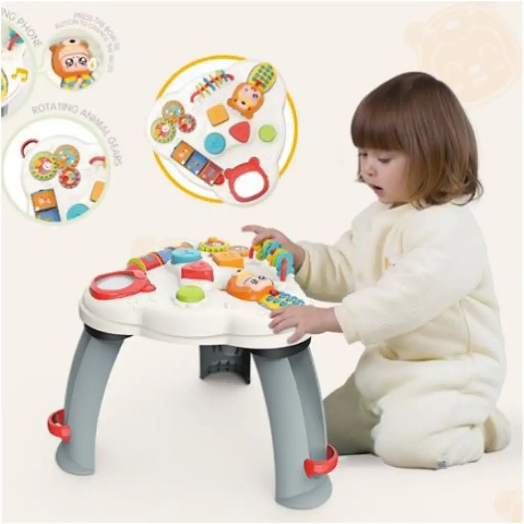 Multifunkciós tanuló asztal hanggal szürke-fehér kép 2