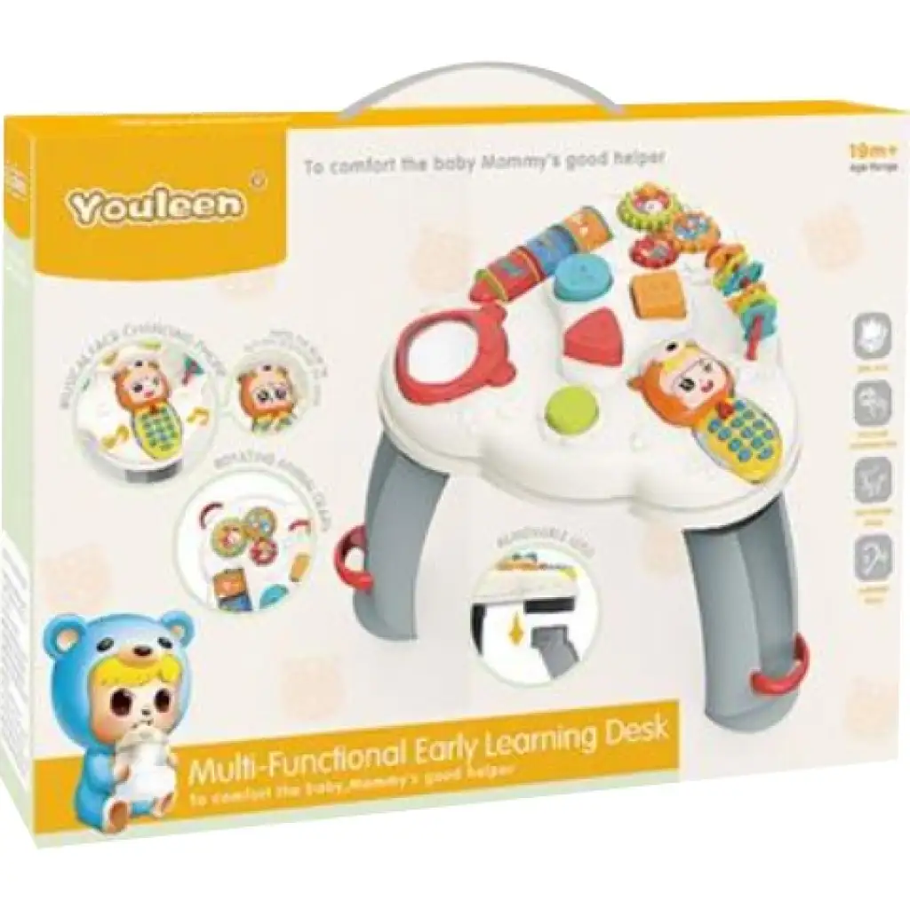 Multifunkciós tanuló asztal hanggal szürke-fehér