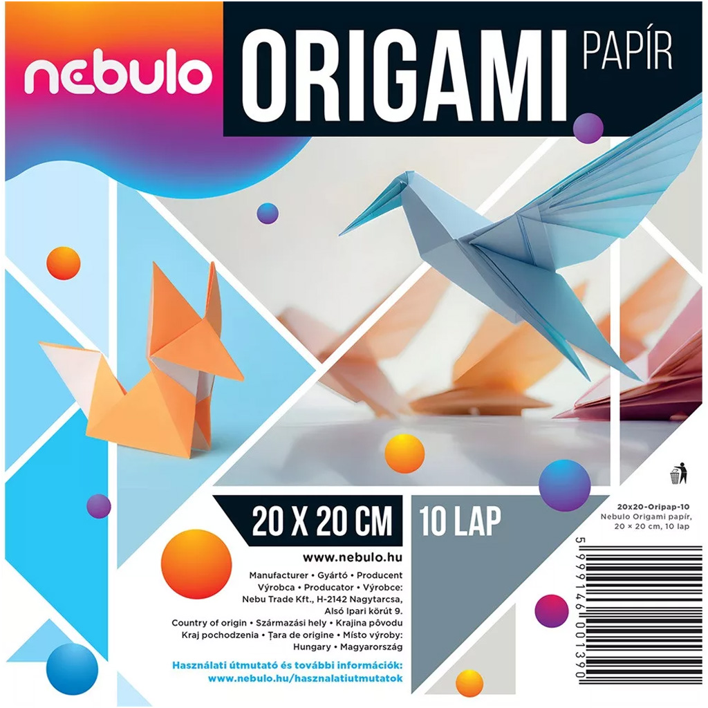 Nebulo: Origami lapok 20x20cm 10db-os 80g