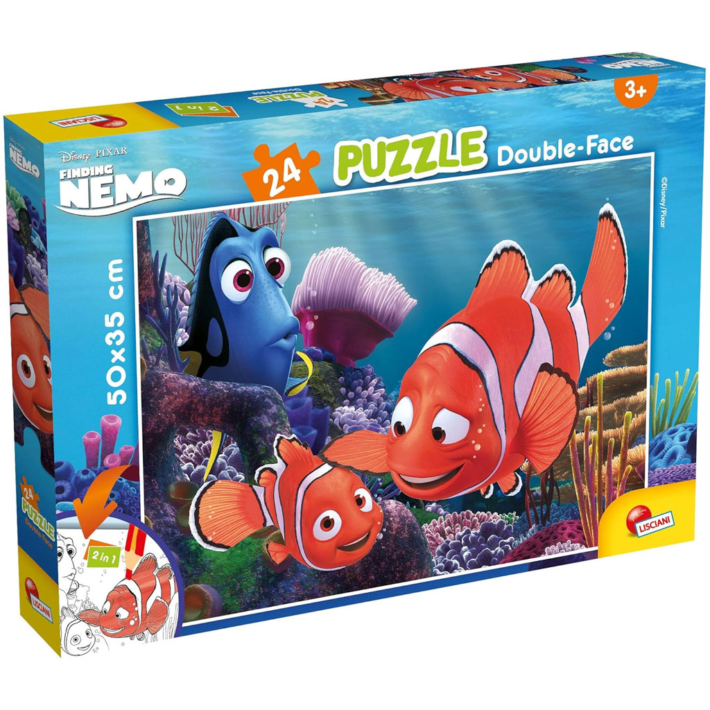 Némó nyomában 2 az 1-ben 24db-os puzzle és színező 50x35cm - Lisciani kép 1