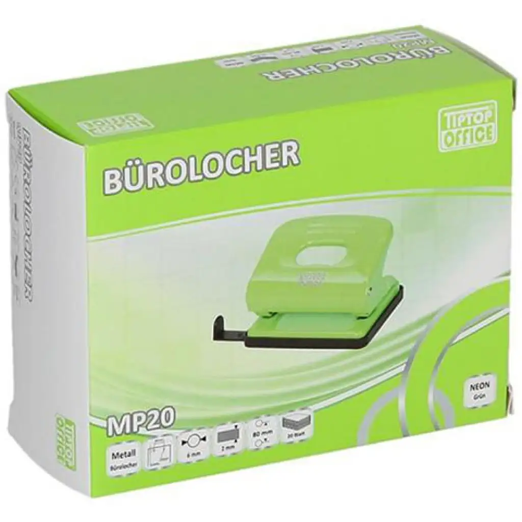 Spirit: Neon zöld fém lyukasztó kétlyukú MP20