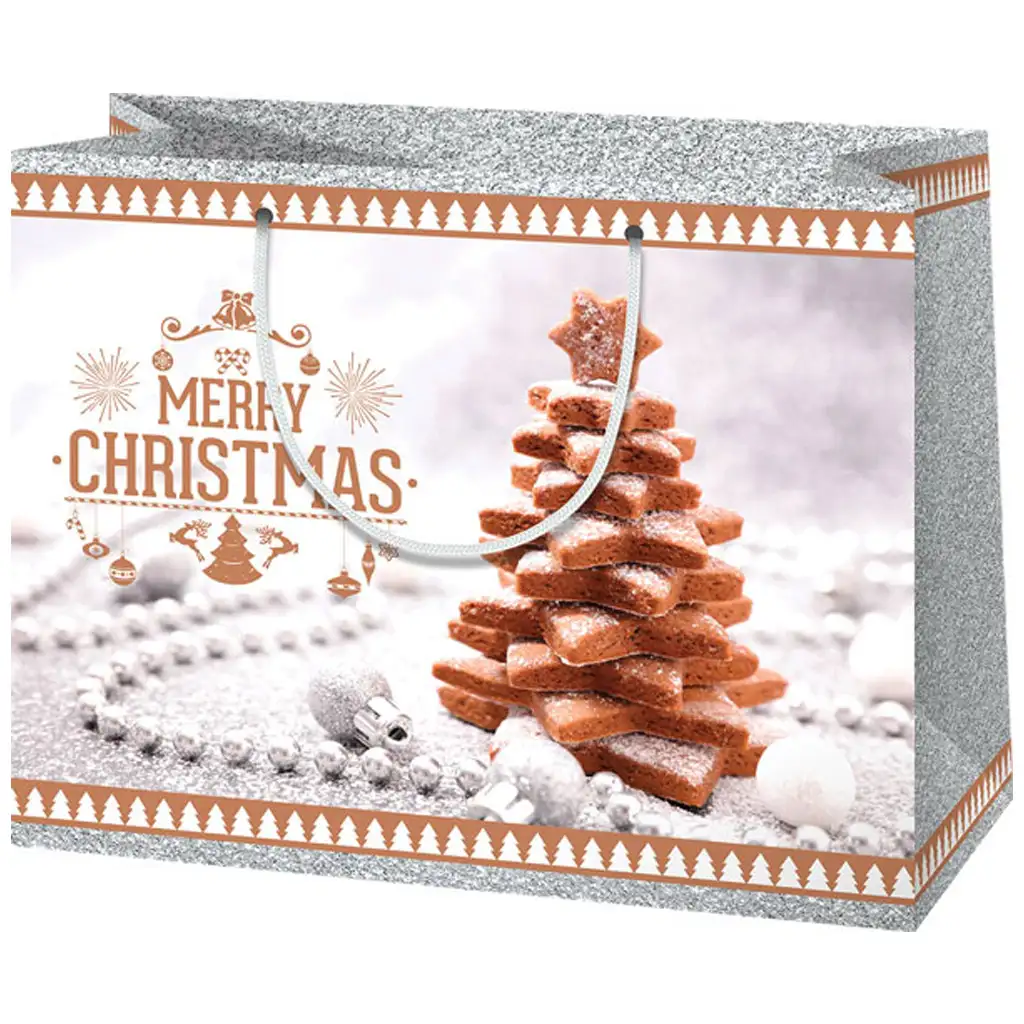 Cardex: Mézeskalács mintázatú karácsonyi közepes ajándéktáska 17x10x23cm