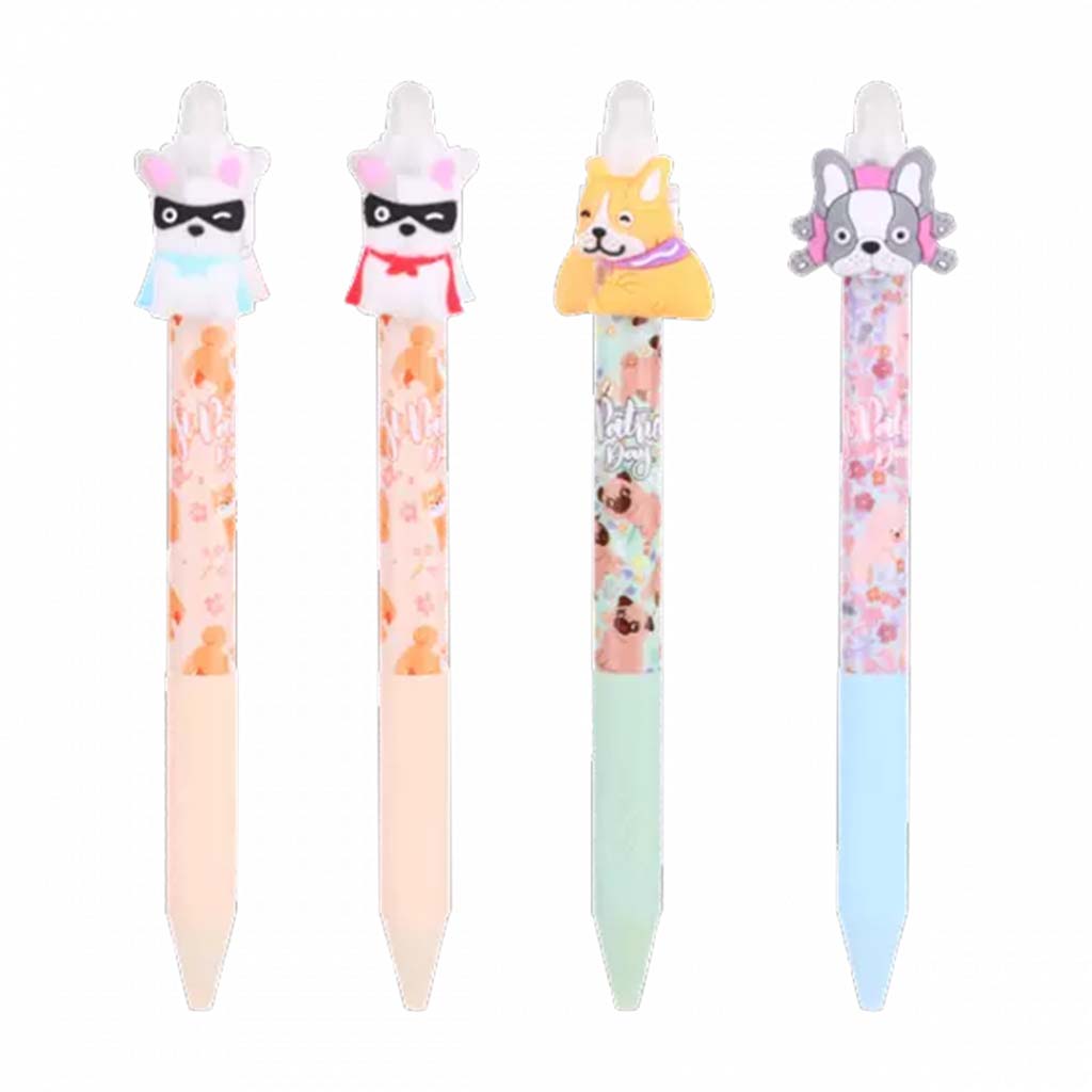 Nebulo: Pörgetős Kutyusok nyomógombos radírozható zseléstoll többféle 1db