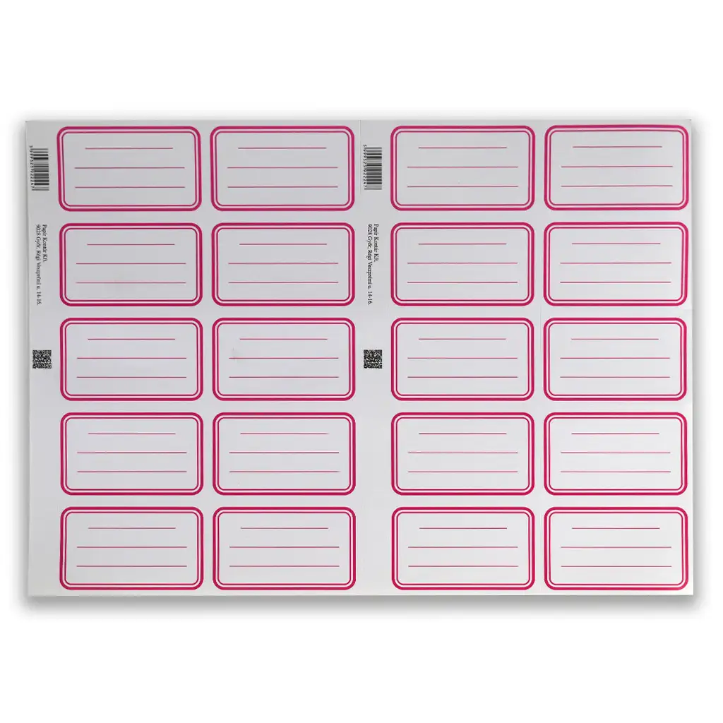 Piros keretes füzetcímke szett 20 db-os