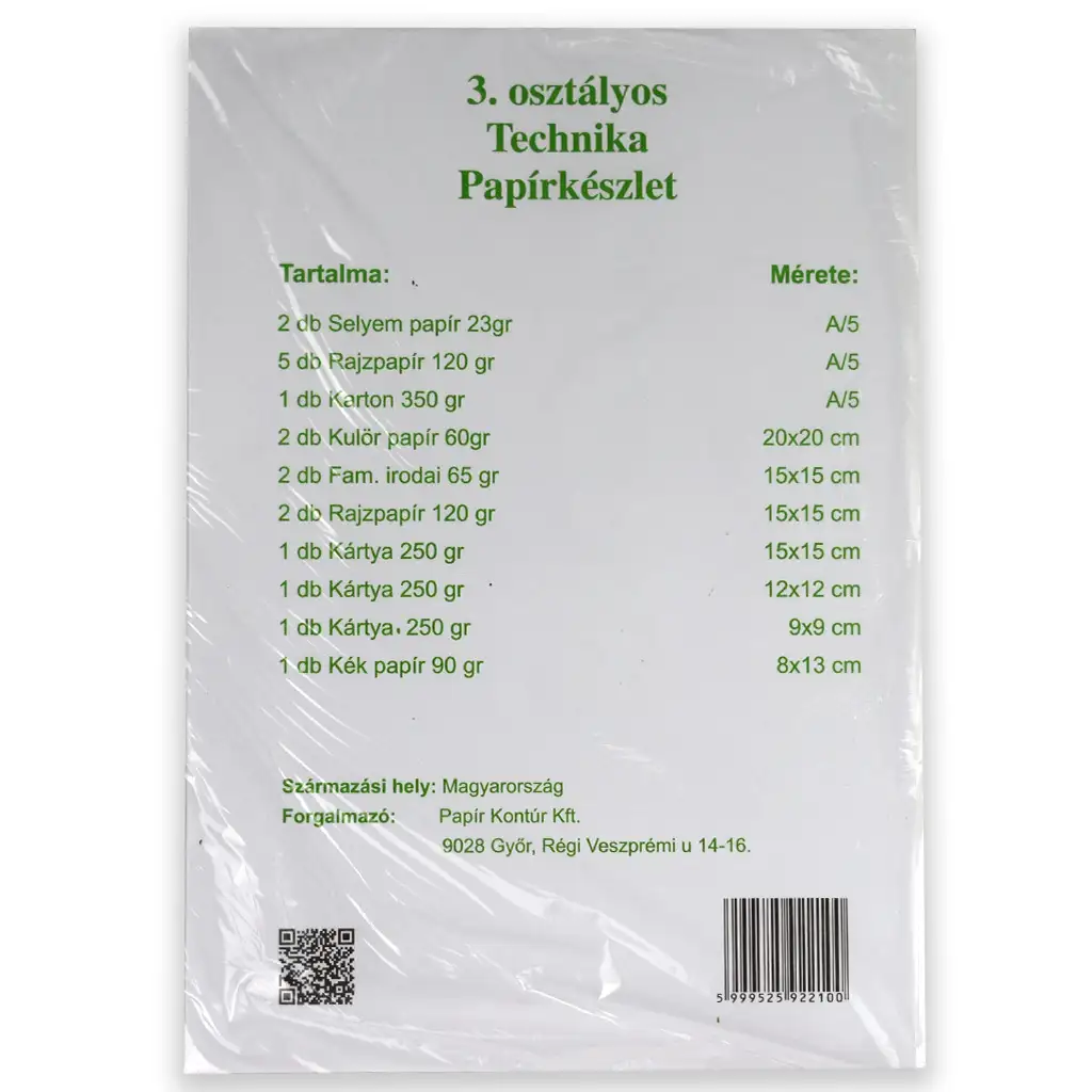 3.osztályos Technika papírkészlet 18db-os