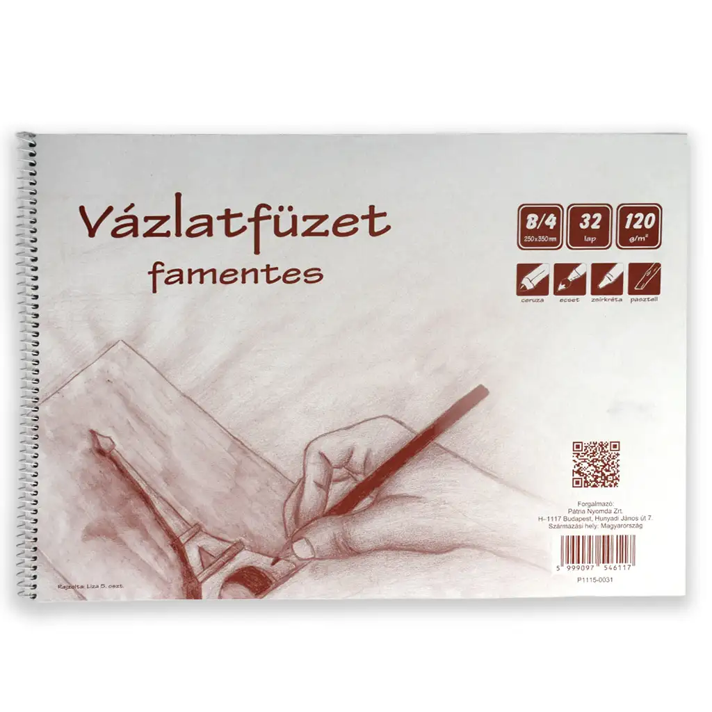 Famentes spirálos vázlatfüzet B/4 32 lapos, 120g
