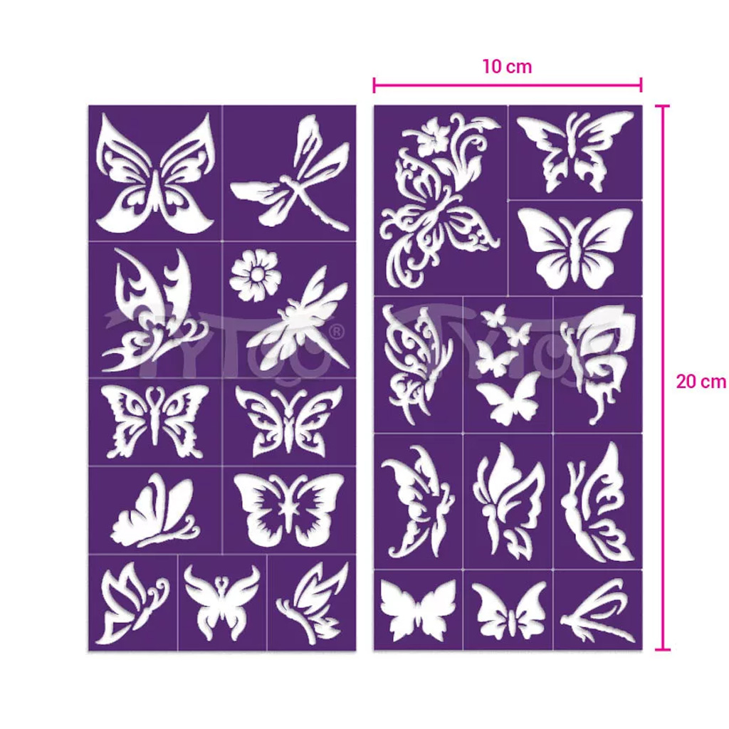 TyToo: Pillangók csillámtetoválás sablon szett 23db kép 4