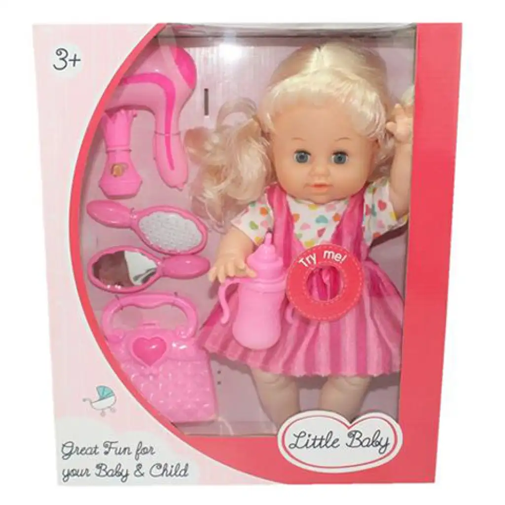 Dorina 38cm-es pisilő baba fodrász készlettel, kiegészítőkkel és hang effektekkel kép 2