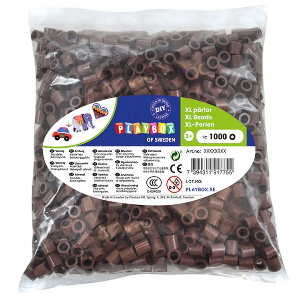 PlayBox: 9mm-es XL MAXI vasalható gyöngy 1000db-os csomag barna színben