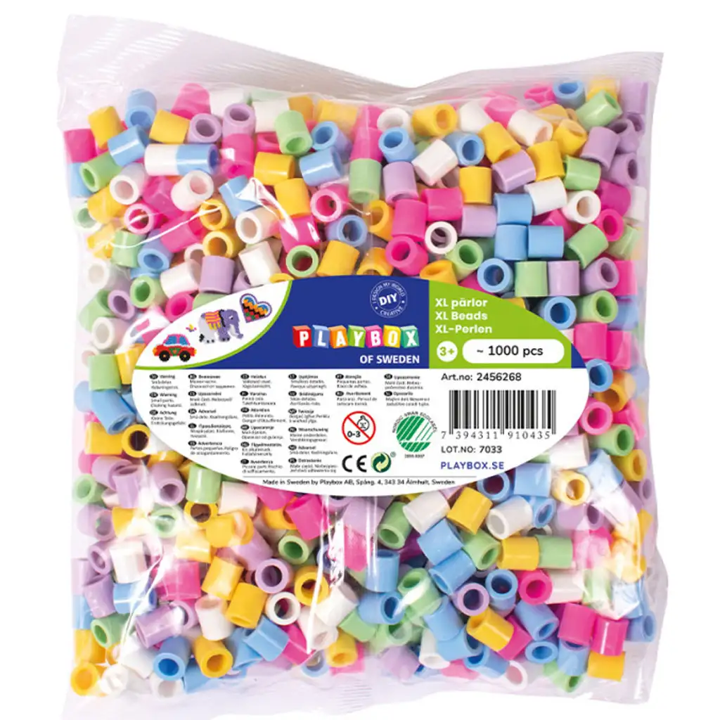 PlayBox: 9mm-es XL MAXI pasztell színű vasalható gyöngyök 1000db-os csomag