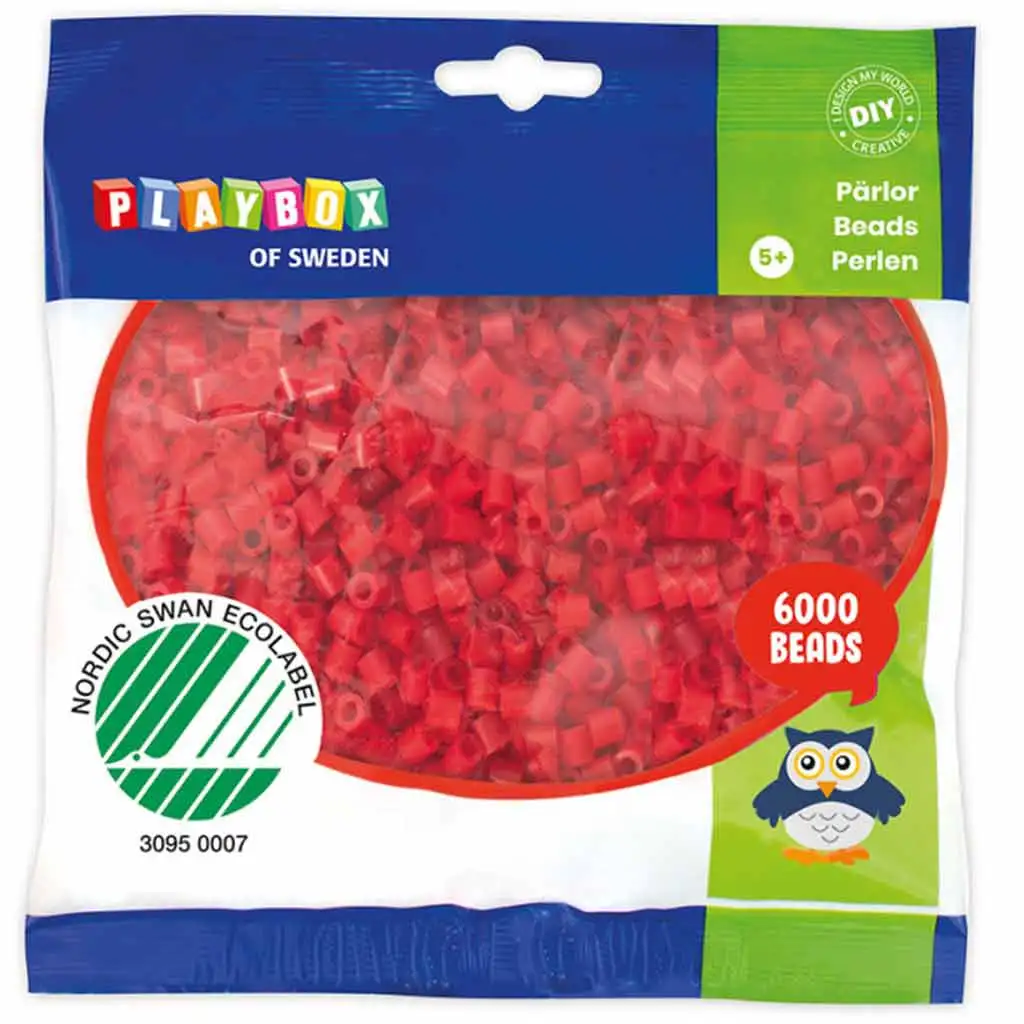 PlayBox: 5mm-es MIDI vasalható gyöngy piros színben 6000db-os csomag