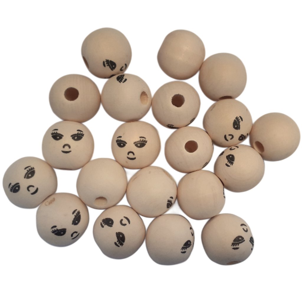 PlayBox: Fa golyók különböző arcokkal 22mm-es átmérő 20db