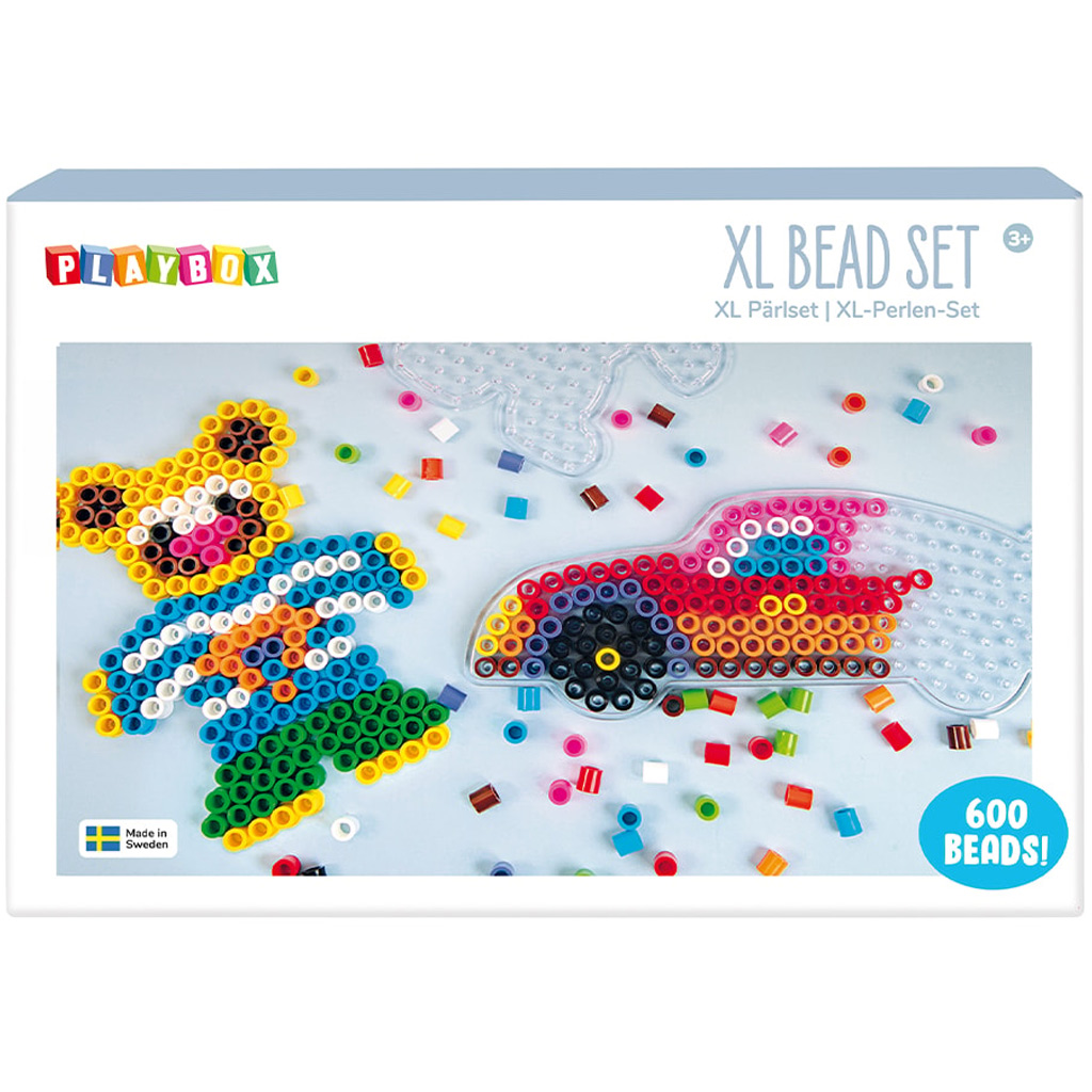 PlayBox: XL 9mm-es MIDI vasalható gyöngykészlet 600db-os - Autó és medve