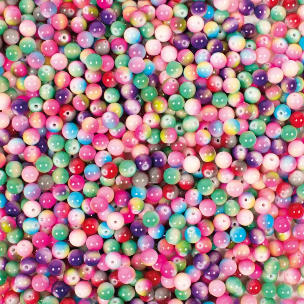Playbox: Fűzhető színes melange üveggyöngy készlet – Ø 8 mm 250db-os csomag