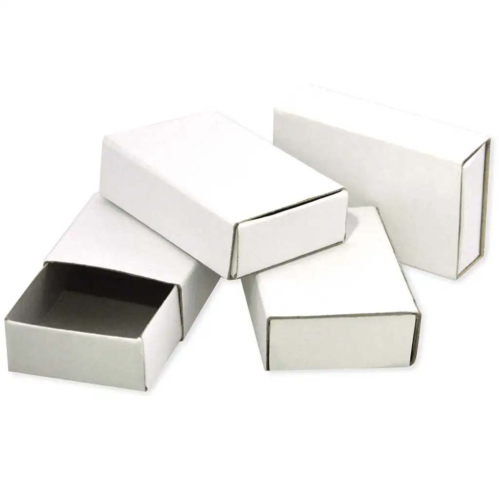 PlayBox: Natúr fehér színű díszíthető gyufás doboz 55x35x15mm 50db-os csomag kép 1