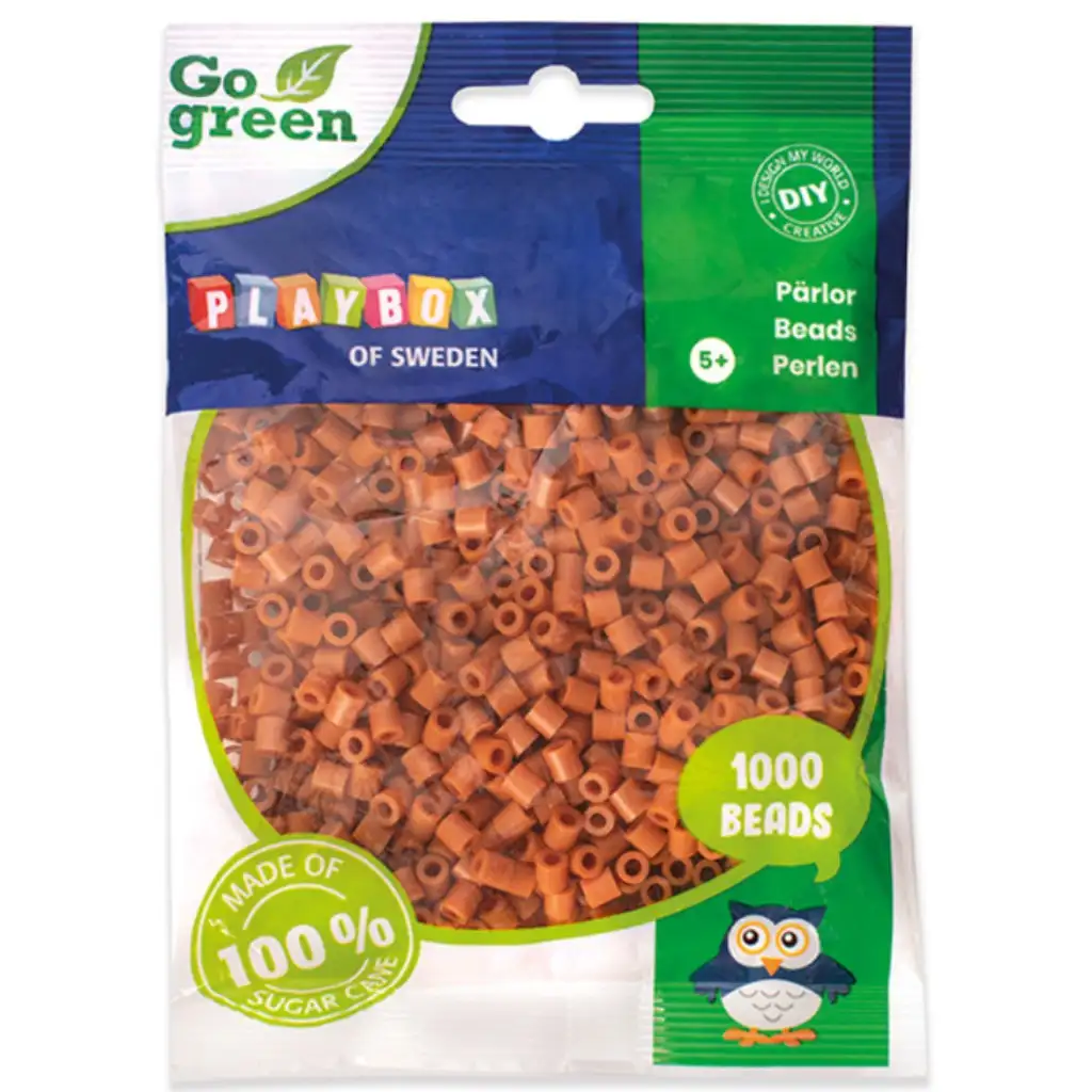 PlayBox: Go Green 5mm-es MIDI vasalható gyöngy 1000db-os világosbarna színben