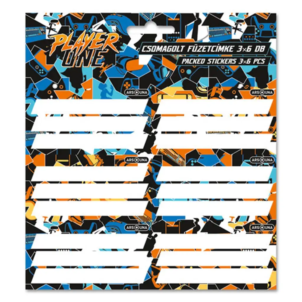 Ars Una: Player One csomagolt füzetcímke 3x6db-os
