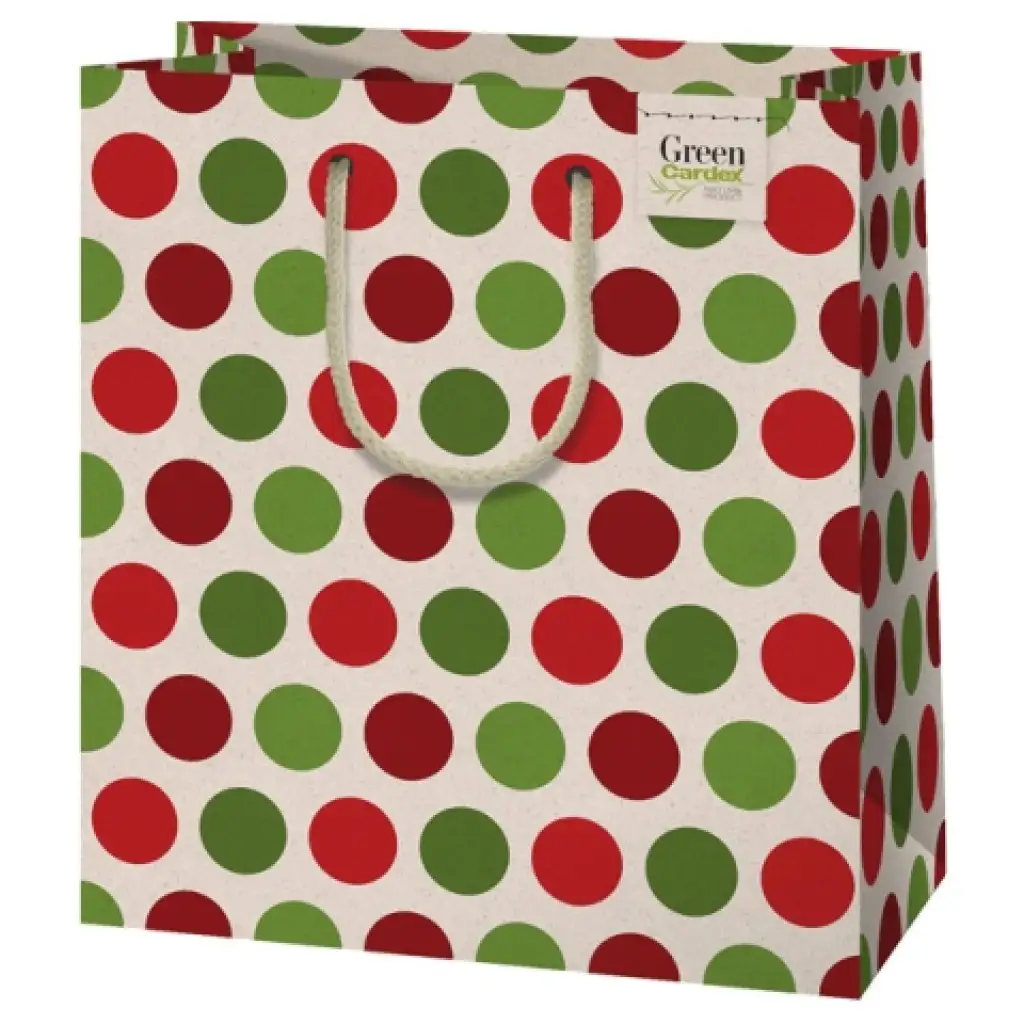 Pöttyös mintás közepes méretű prémium ajándéktáska 18x23x10cm-es