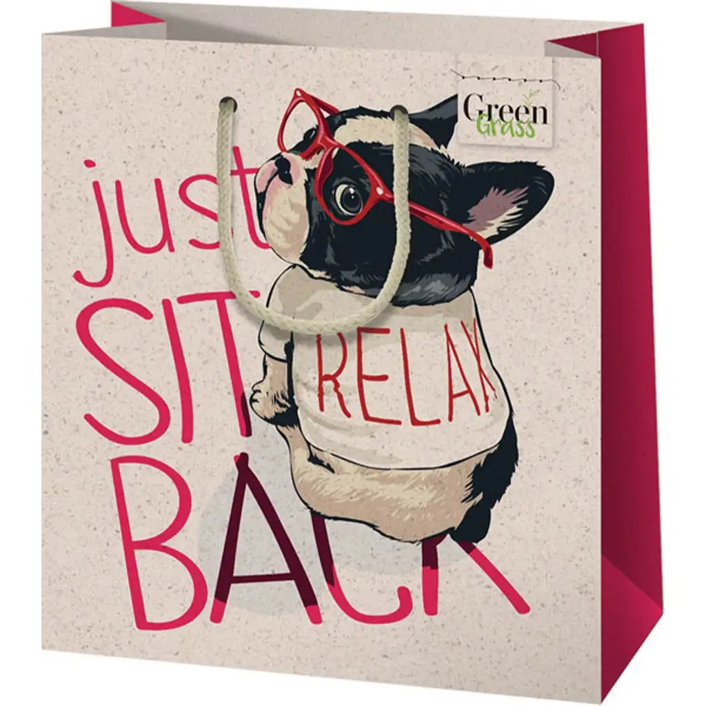 Green Grass Figyelő kutya mintás közepes méretű ajándéktáska 18x10x23cm