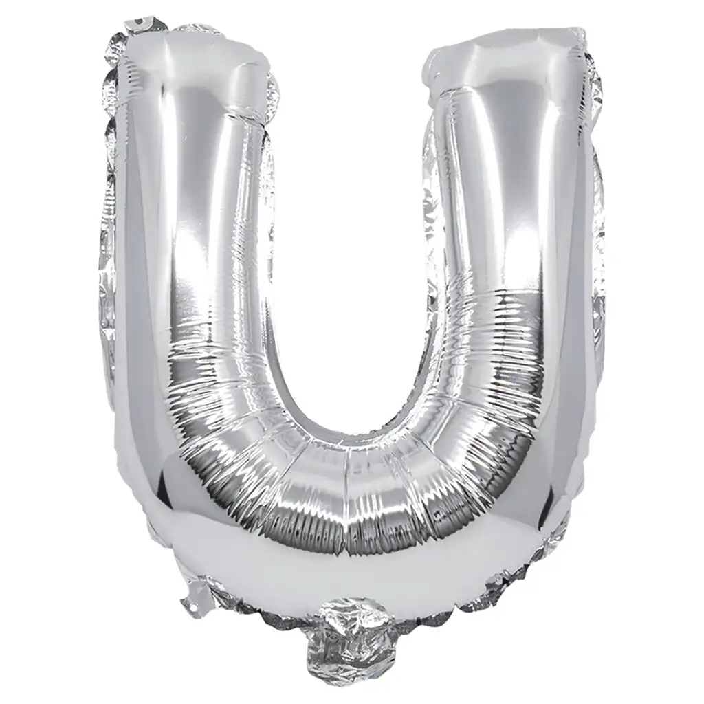 Betű formájú fólia lufi ezüst színben – U betű 32cm