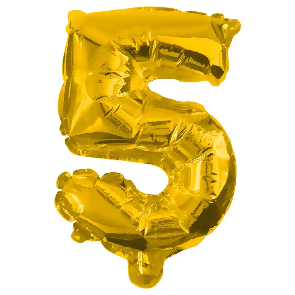Számos fólia lufi arany színben – 5-ös szám 32cm