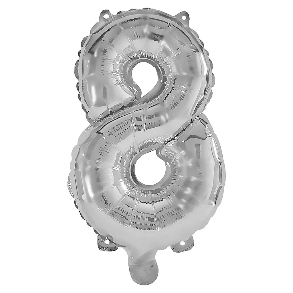Számos fólia lufi ezüst színben – 8-as szám 32cm