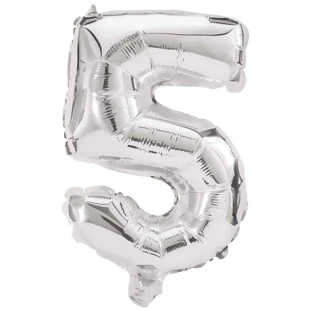 Számos fólia lufi ezüst színben – 5-ös szám 86cm