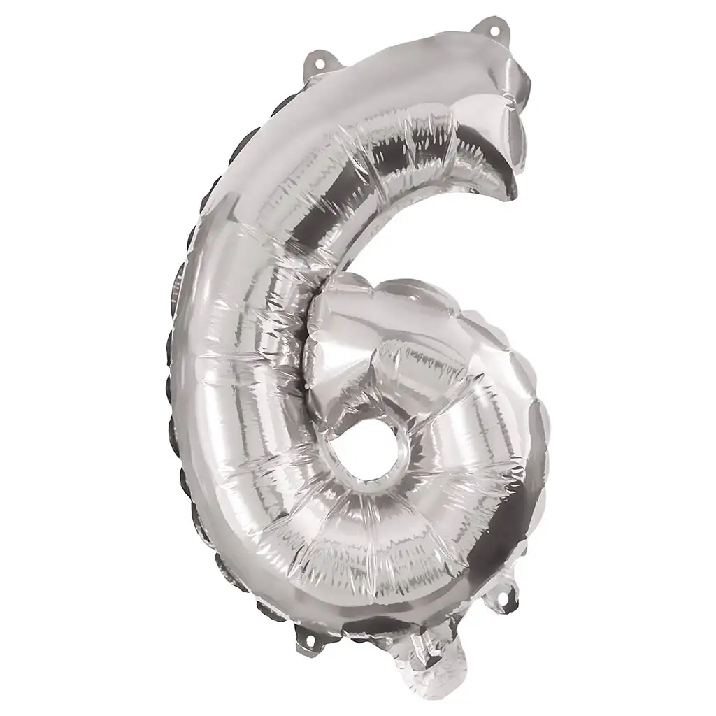 Számos fólia lufi ezüst színben – 6-os szám 86cm