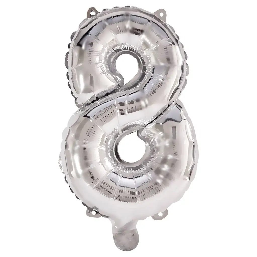 Számos fólia lufi ezüst színben – 8-as szám 86cm
