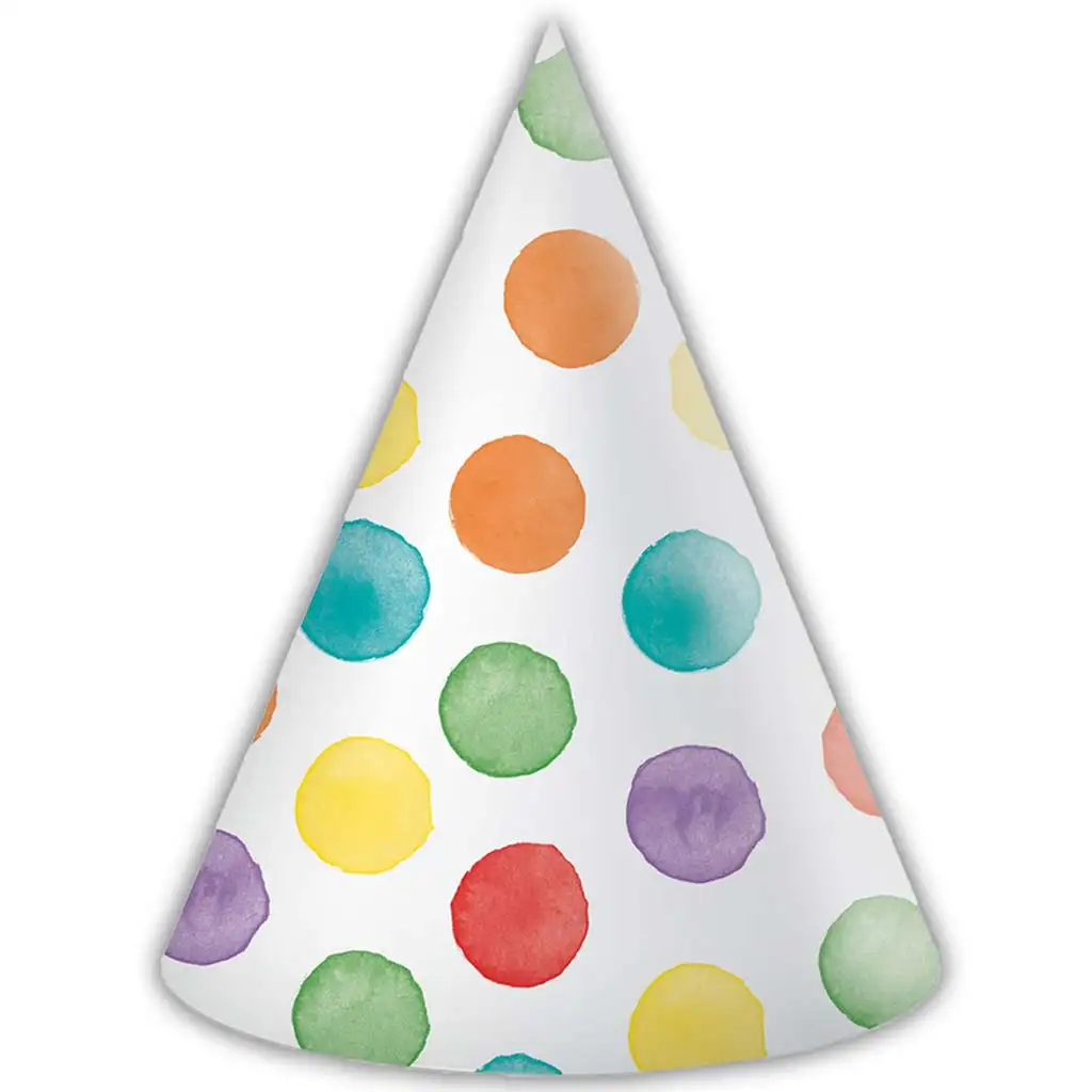 Színes pöttyös party kalap – 6db-os szett