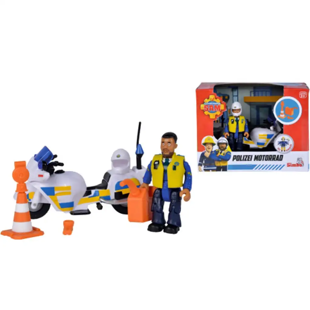 Sam a tűzoltó: Malcolm motoros rendőr figuraszett - Simba Toys kép 1