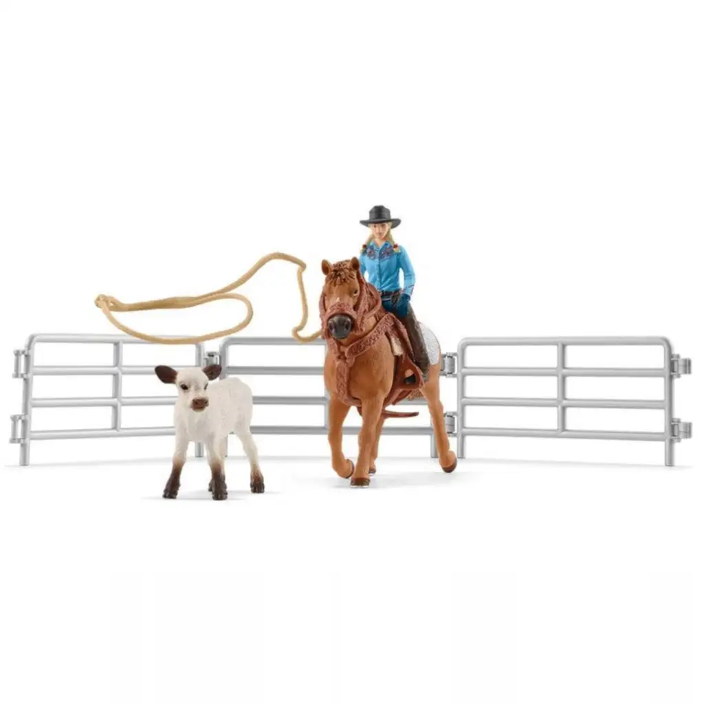 Schleich: Farm World - Lasszóverseny cowgirllel játékszett (42577) kép 2