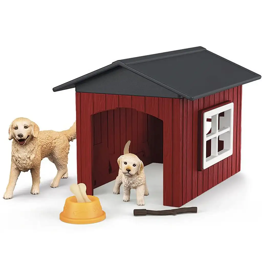 Schleich Farm World – Kutyaház Golden Retriever kutyusokkal játékszett (42722) kép 2