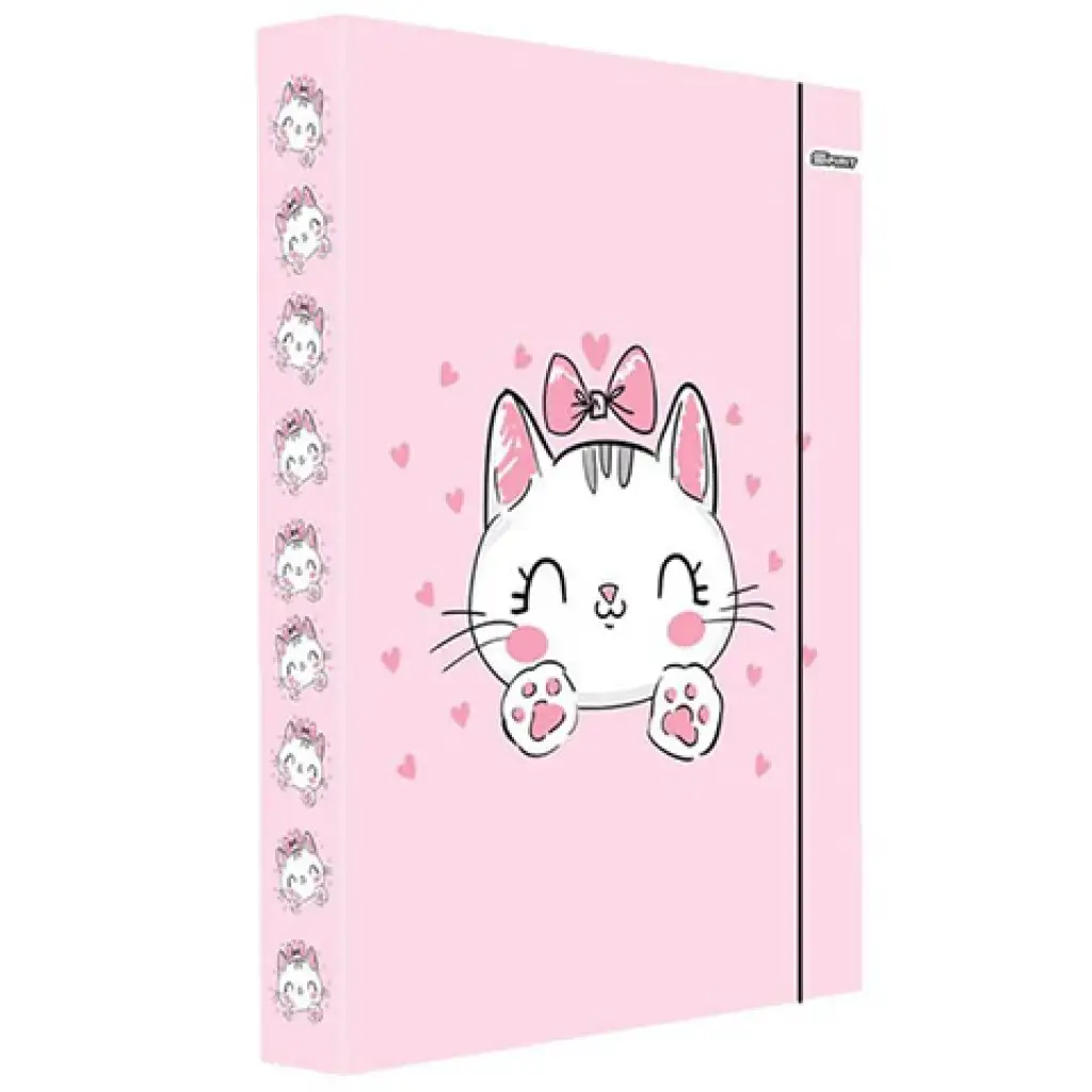 Spirit: Rózsaszín cicamintás füzetbox gumipánttal A/4-es méretben