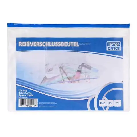 Spirit: Átlátszó cipzáras iratrendező tasak A5-ös