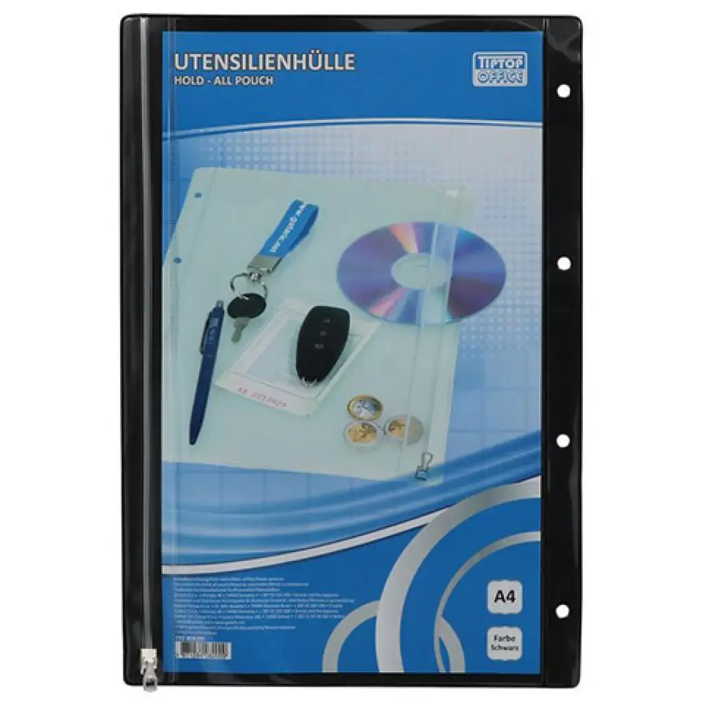 Spirit: Fekete színű lefűzhető cipzáras tasak A/4-es méretben 1db