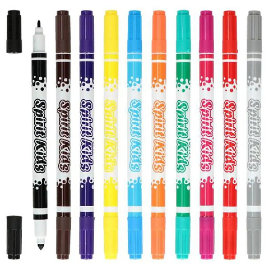 Spirit: Vékony-vastag színes kétvégű filctoll 10db-os szett kép 2