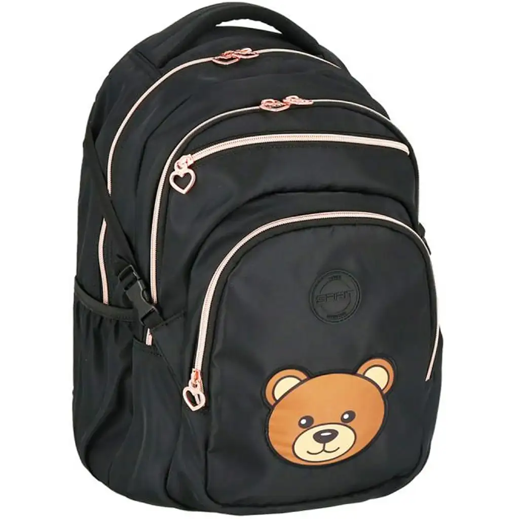 Spirit: Masha macis fekete lekerekített iskolatáska, hátizsák 46x31x21cm kép 1