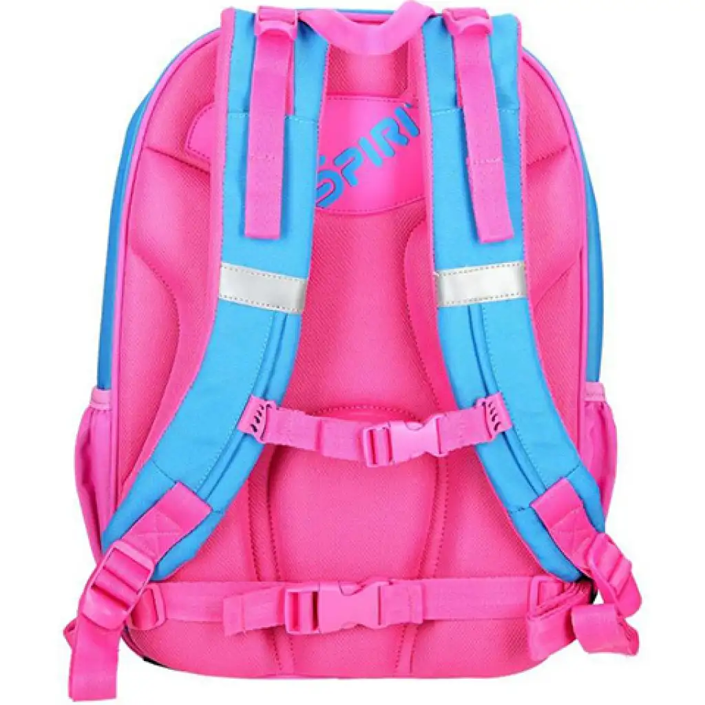 Spirit: Pillangó mintás rózsaszín-kék 4 rekeszes ergonómikus iskolatáska kép 3