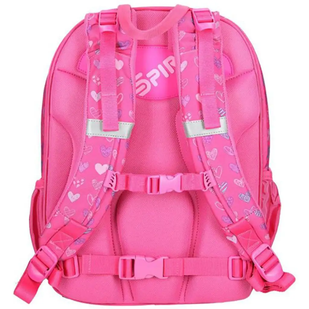 Spirit: Rózsaszín flitteres szívecske mintás ergonómikus iskolatáska kép 3