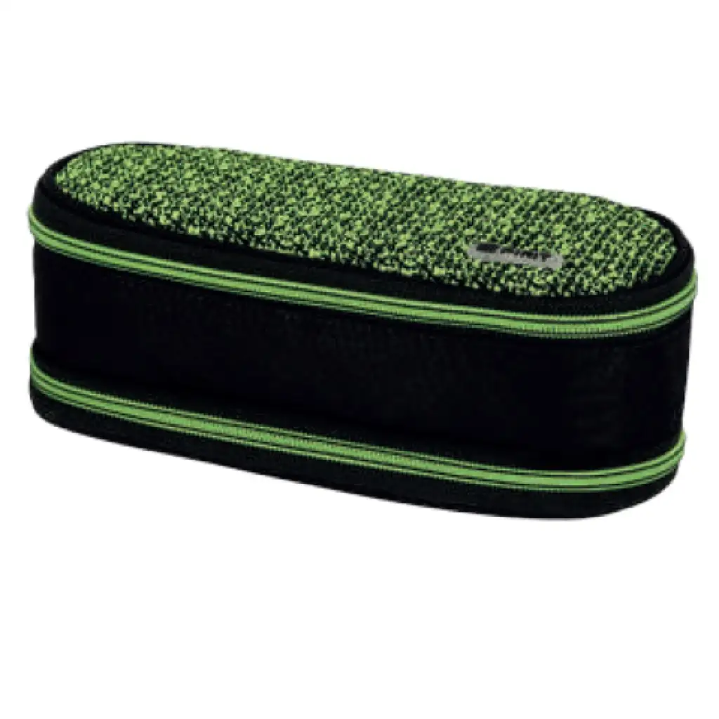 Spirit: My Bag fekete és zöld két rekeszes ovális tolltartó